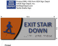 Modern Design Braille Exit Stair Down ADA Signs - 10" x  4" thumbnail