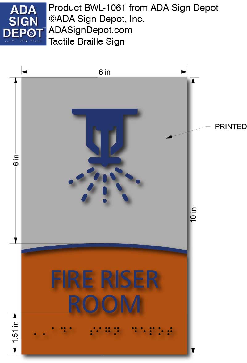 Modern Design ADA Compliant Fire Riser Room Name Signs with Braille ...