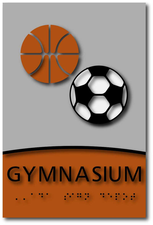 Modern Design ADA Compliant Gymnasium Signs in Brushed Aluminum & Wood