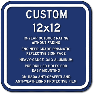 CST-1002 Custom ADA Parking Lot Signs and ADA Wayfinding Signs - 12" x 12" - Blue
