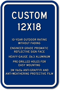 CST-1003 Custom ADA Parking Lot Signs and ADA Wayfinding Signs - 12" x 18" - Blue