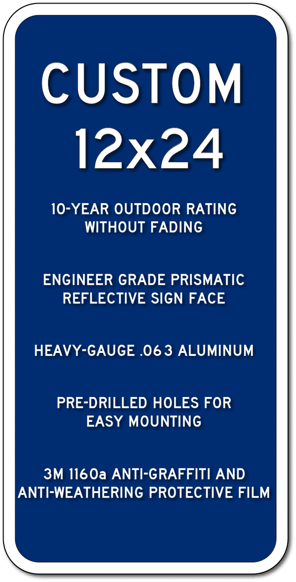 Custom white on blue 12" x24" parking or wayfinding sign