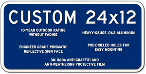 Custom white on blue 24" x 12" parking or wayfinding sign