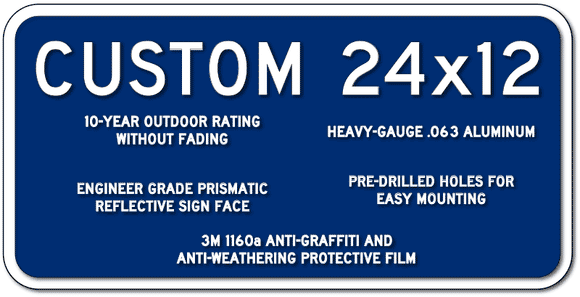 Custom white on blue 24" x 12" parking or wayfinding sign