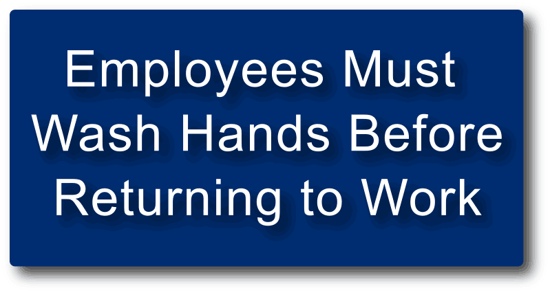 Employees Must Wash Hands Before Returning to Work Signs