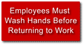 Employees Must Wash Hands Before Returning to Work Sign - 6" x 3" thumbnail