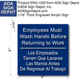 Bilingual Employees Must Wash Hands Before Returning to Work Sign thumbnail