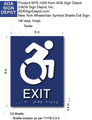 NY Compliant Dynamic Wheelchair Icon Exit ADA Signs - 6" x 8" thumbnail