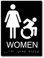 Womens Restroom ADA Signs - 6" x 8" - NY/CT Required Dynamic Wheelchair Icon  thumbnail