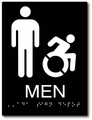 Mens Restroom ADA Signs - 6" x 8" - NY/CT Required Dynamic Wheelchair Icon thumbnail