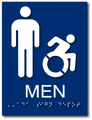 Mens Restroom ADA Signs - 6" x 8" - NY/CT Required Dynamic Wheelchair Icon thumbnail