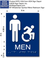 Mens Restroom ADA Signs - 6" x 8" - NY/CT Required Dynamic Wheelchair Icon thumbnail