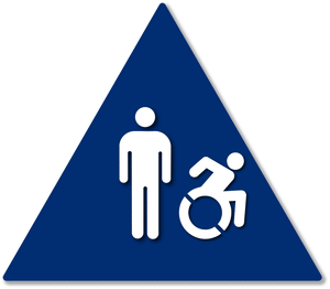 Mens Restroom Door Sign - NY/CT Compliant Dynamic Wheelchair Symbol - Blue