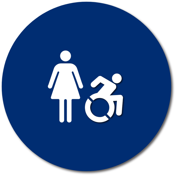 Womens Restroom Door Sign - NY and CT Compliant Dynamic - Blue