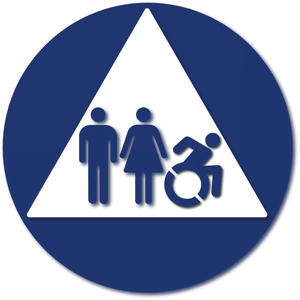 New York ADA Unisex Wheelchair Accessible Bathroom Door Sign in Blue