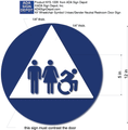 New York Unisex Wheelchair Accessible Restroom Door ADA Signs - 12" x 12" thumbnail