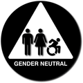 Gender Neutral Restroom Door ADA Signs - 12" x 12" - Dynamic Style Wheelchair Symbol thumbnail