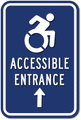 Wheelchair Entrance Signs - 12" x 18" - NY/CT Compliant Dynamic Wheelchair Icon of Accessibility thumbnail