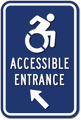 Wheelchair Entrance Signs - 12" x 18" - NY/CT Compliant Dynamic Wheelchair Icon of Accessibility thumbnail