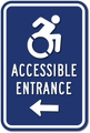 Wheelchair Entrance Signs - 12" x 18" - NY/CT Compliant Dynamic Wheelchair Icon of Accessibility thumbnail