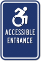 Wheelchair Entrance Signs - 12" x 18" - NY/CT Compliant Dynamic Wheelchair Icon of Accessibility thumbnail