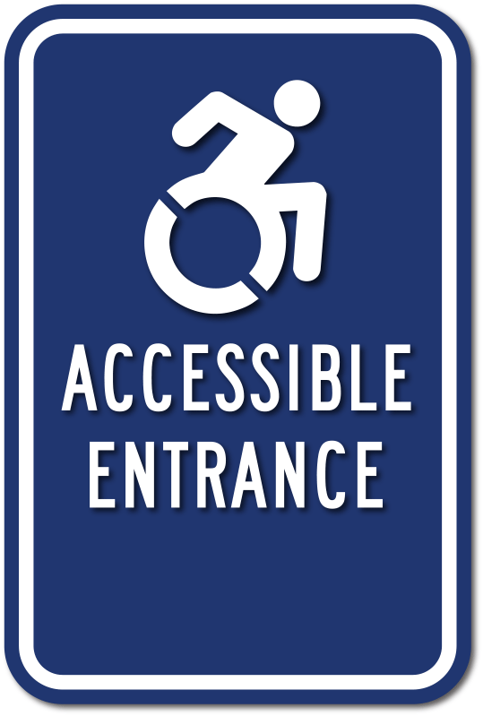 Dynamic Wheelchair Symbol for Accessible Entrances Sign