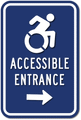 Wheelchair Entrance Signs - 12" x 18" - NY/CT Compliant Dynamic Wheelchair Icon of Accessibility thumbnail