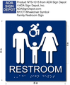 Family Wheelchair Accessible Restroom Braille ADA Signs - 8" x 8" thumbnail