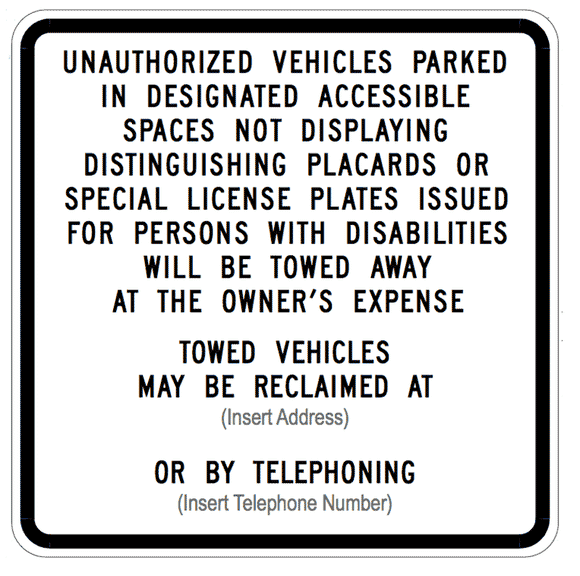 PAR-1027 California R100B Tow-Away Sign with Custom Towing Info Added
