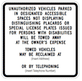 R100B California Handicapped Parking Tow-Away Sign - 24" x 24" thumbnail