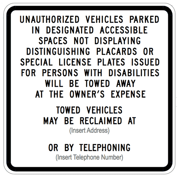 PAR-1004 California Handicapped Parking Tow-Away Sign R100B