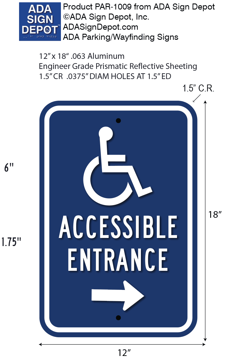 Accessibilty Sign ADA Wheelchair Accessible Entrance Sign with Direction Arrow – ADA Sign ...