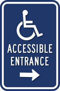 PAR-1009 ADA Wheelchair Accessible Entrance Sign - Right Arrow