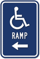 Wheelchair Ramp ADA Guide Sign - 12x18 - Choose Arrow Direction thumbnail