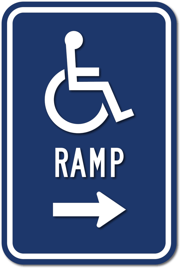 PAR-1011 ADA Wheelchair Ramp Direction Sign - Right Arrow
