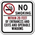 No Smoking Within 20 Feet Sign - 12" x 12" thumbnail