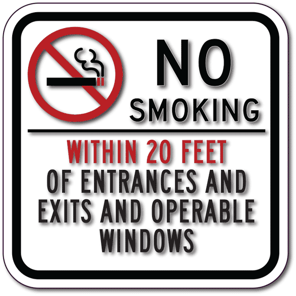 PAR-1017 No Smoking Within 20 Feet Of Entrances, Exits & Operable Windows Sign