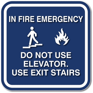 PAR-1019 In Fire Emergency Do Not Use Elevator Use Exit Stairs - Outdoor Signs - Blue