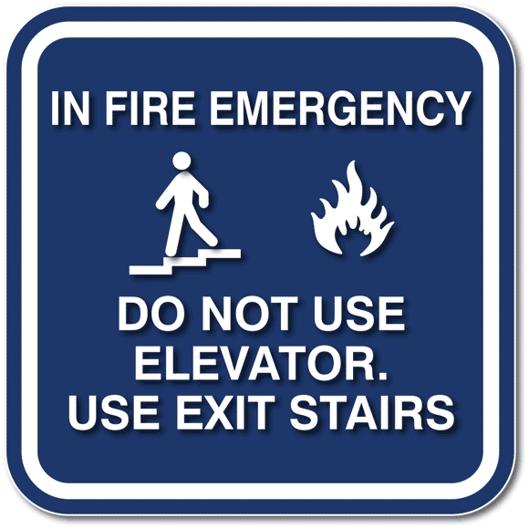 PAR-1019 In Fire Emergency Do Not Use Elevator Use Exit Stairs - Outdoor Signs - Blue
