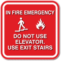 In Case Of Fire Do Not Use Elevator Sign - 12" x 12" - Outdoor Rated thumbnail