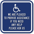 Disabled Customer Assistance Sign - 12" x 6" or 12" x 12" thumbnail