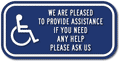 Disabled Customer Assistance Sign - 12" x 6" or 12" x 12" thumbnail