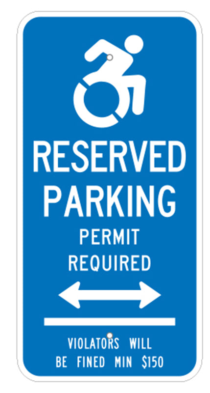 PAR-1030 Connecticut Handicap Parking Sign Permit Required with Double Arrow