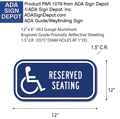 Wheelchair Accessible Reserved Seating ADA Guide Sign - 12x6 thumbnail