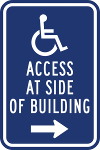 PAR-1083 ADA Wheelchair Access At Side of Building Signs - Right Arrow