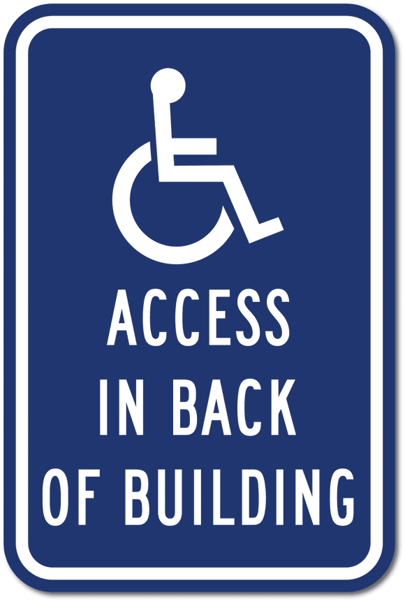 PAR-1084 Handicap Wheelchair Access In Back of Building Sign