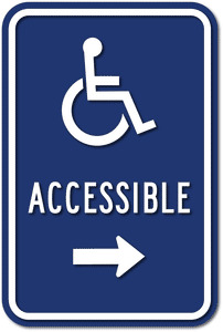 Par-1113 Wheelchair Symbol Accessible Sign - Right Arrow