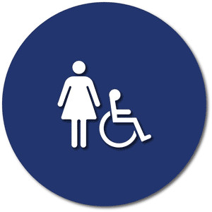 T24-1001 Women's Wheelchair Accessible Restroom Door ADA Sign in Blue