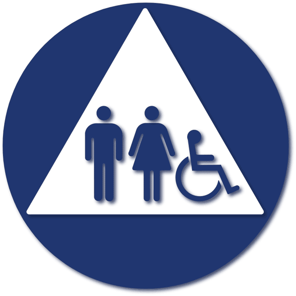 T24-1003 Unisex Gender Neutral Wheelchair Access Restroom Door ADA Sign in Blue