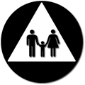 Family Restroom Door ADA Signs - 12" x 12" - Triangle on Circle thumbnail